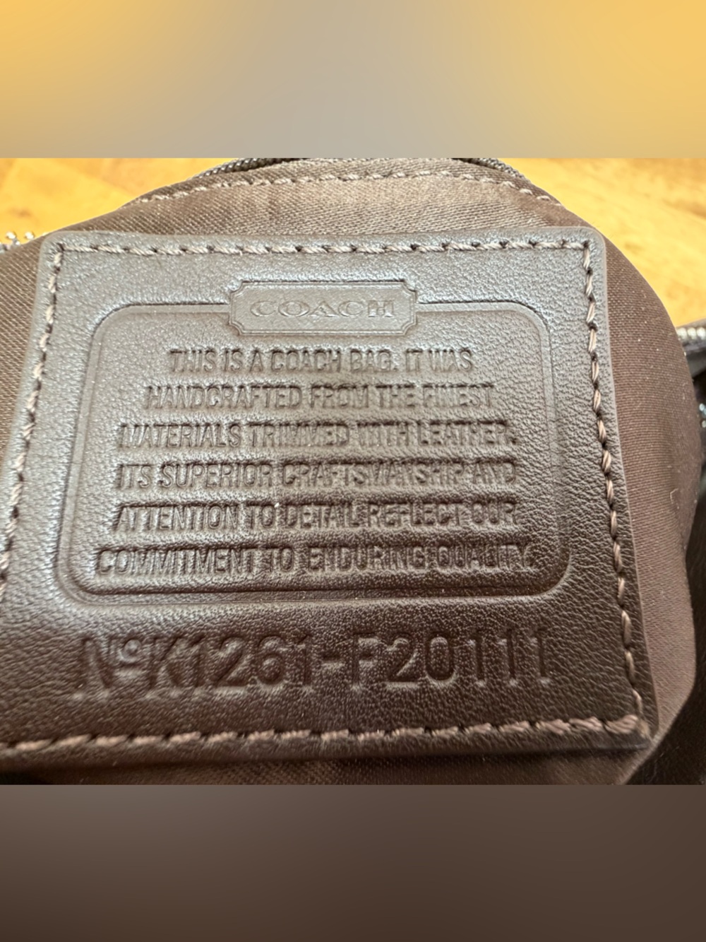 Coach Ashley Signature Hippie Crossbody Bag Khaki Mahogany Patent Leather F20111 - Picture 9 of 10